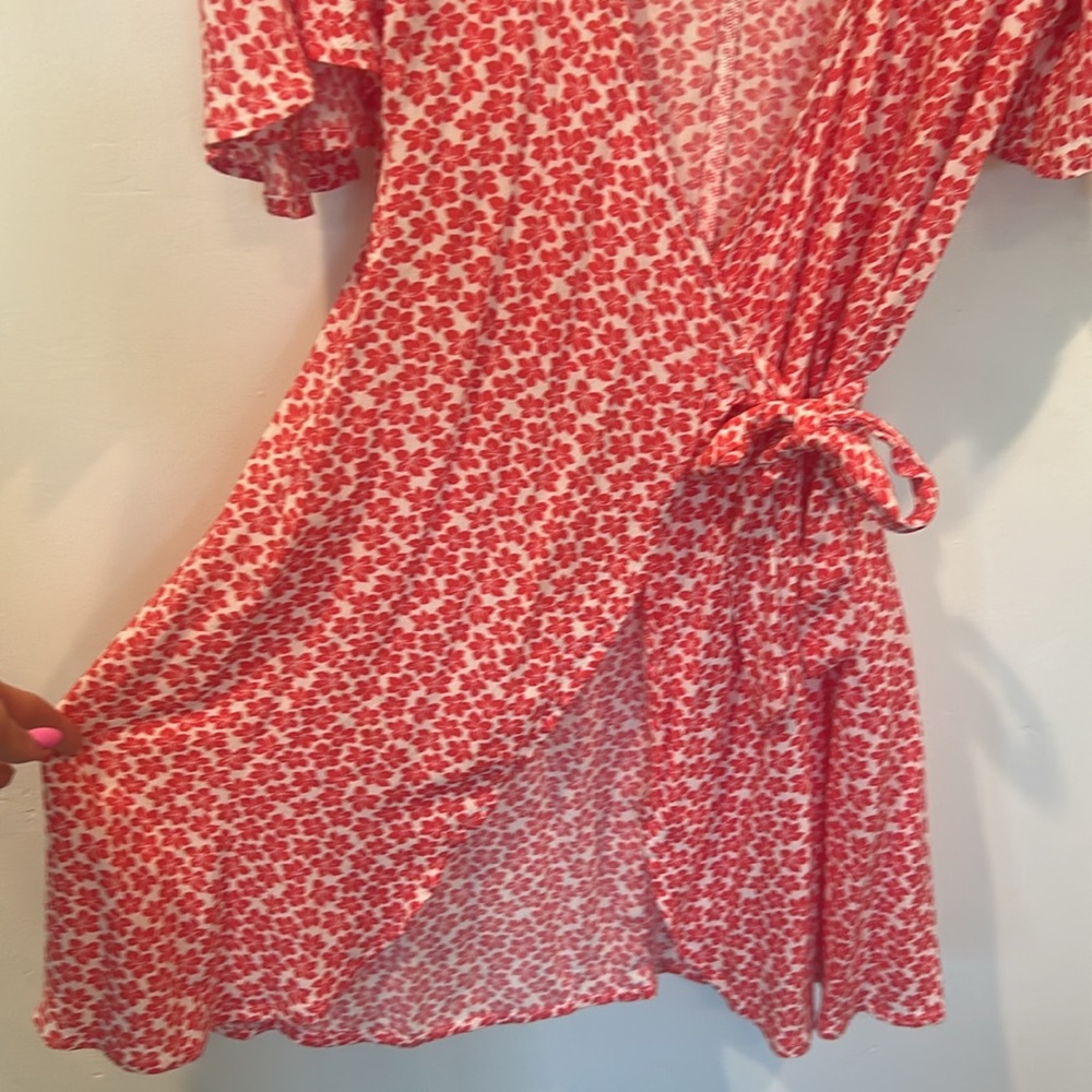 Billabong All For You Red Floral Wrap Dress - Picture 7 of 15